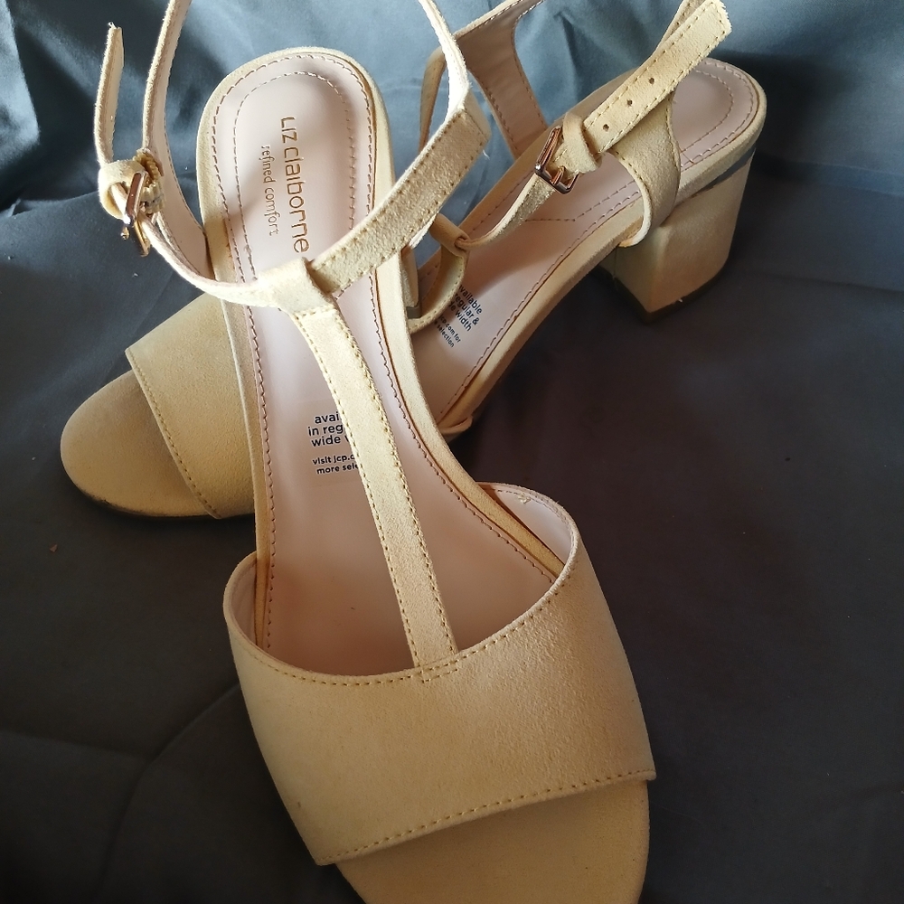 Liz Claiborne Light Yellow Block Heel Sandals